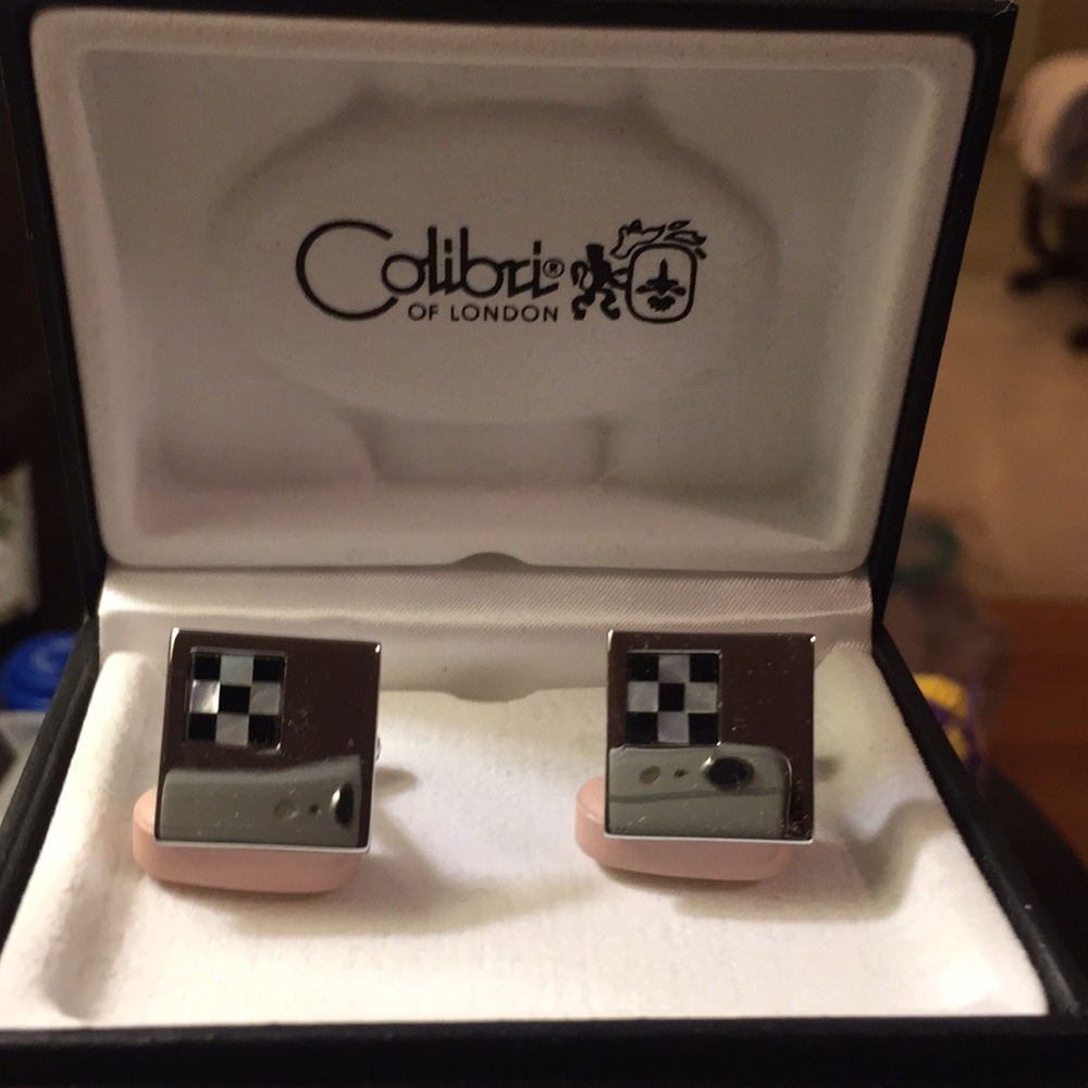 Racer cufflinks, Silver, New, never worn.